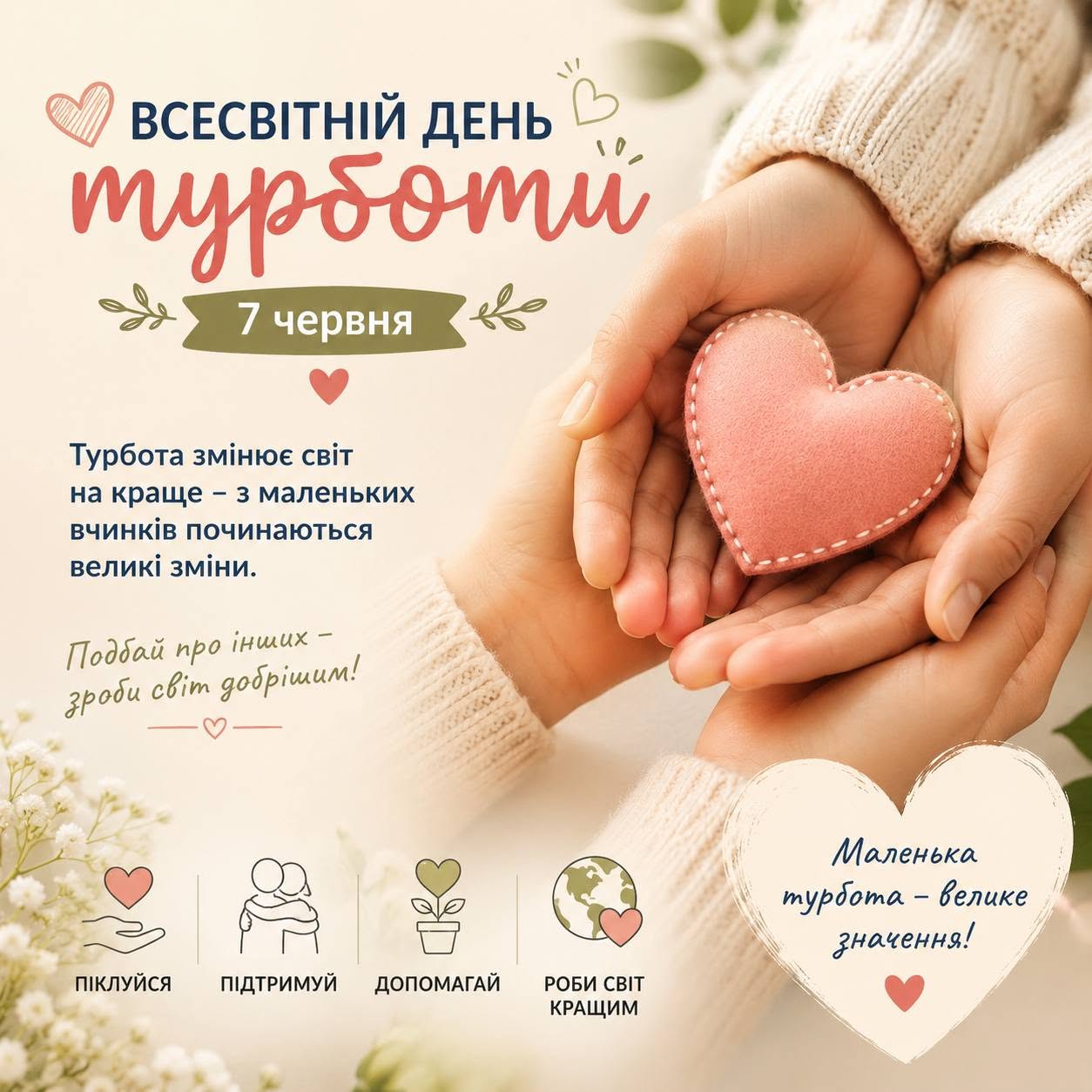 7 червня відзначається Всесвітній день турботи